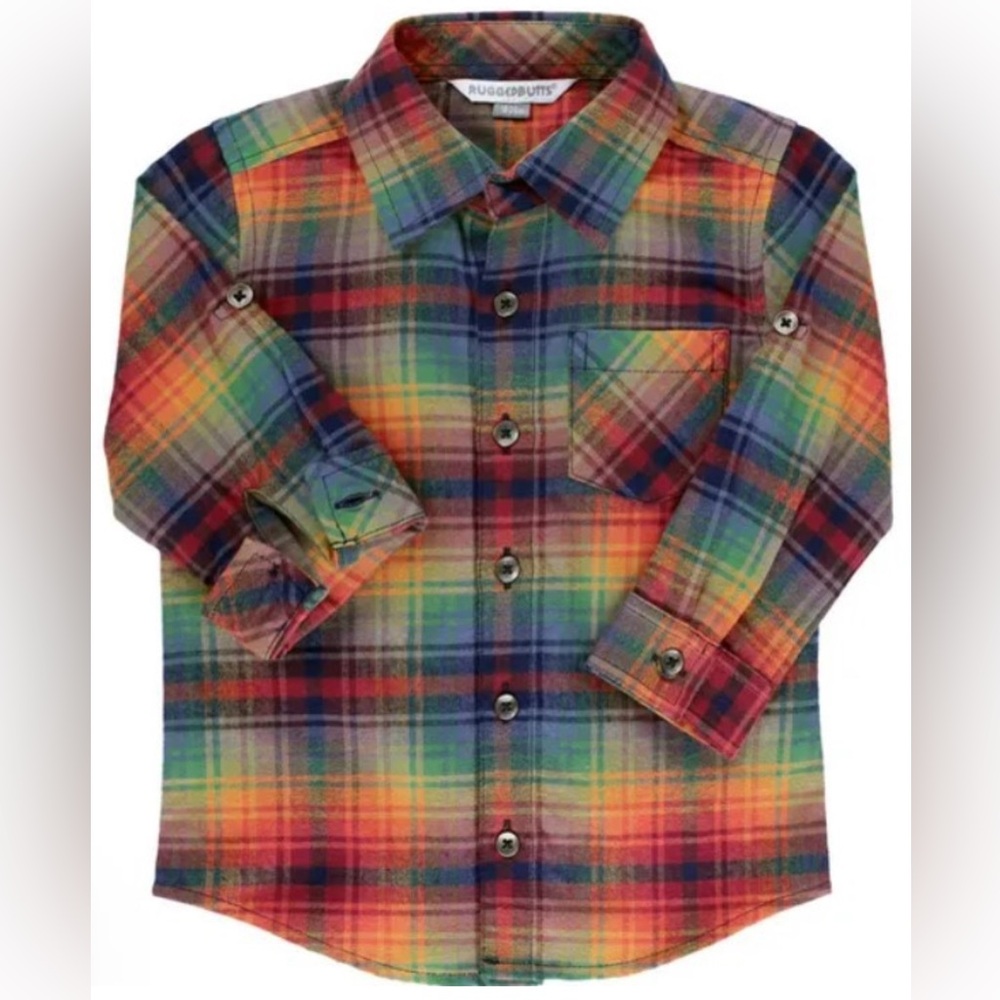 Ruggedbutts Rugged Butts Plaid boys button down shirt Sz 2T